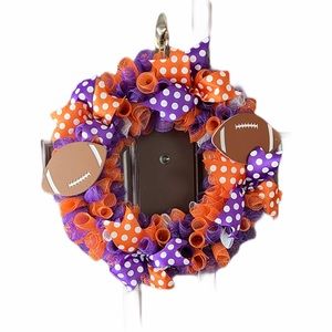 Clemson style orange & purple door wreath.